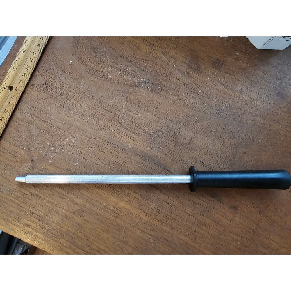 Black Plastic Handle Stainless Steel Knife Sharpener - Very Good